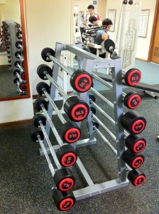 The new barbell weights on the rack